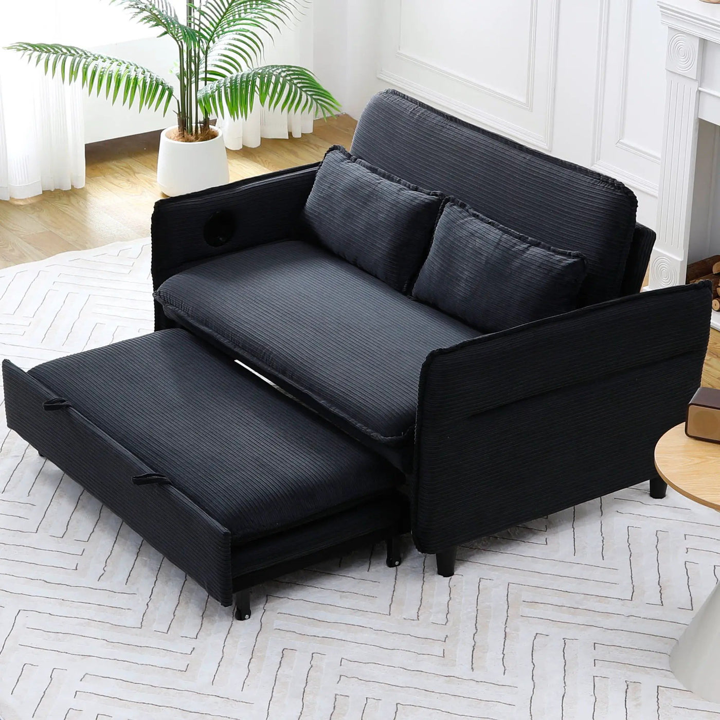 Modern Fabric Multi-Functional Sofa Bed With Adjustable Armrests And Backrests by Unique Piece Furniture