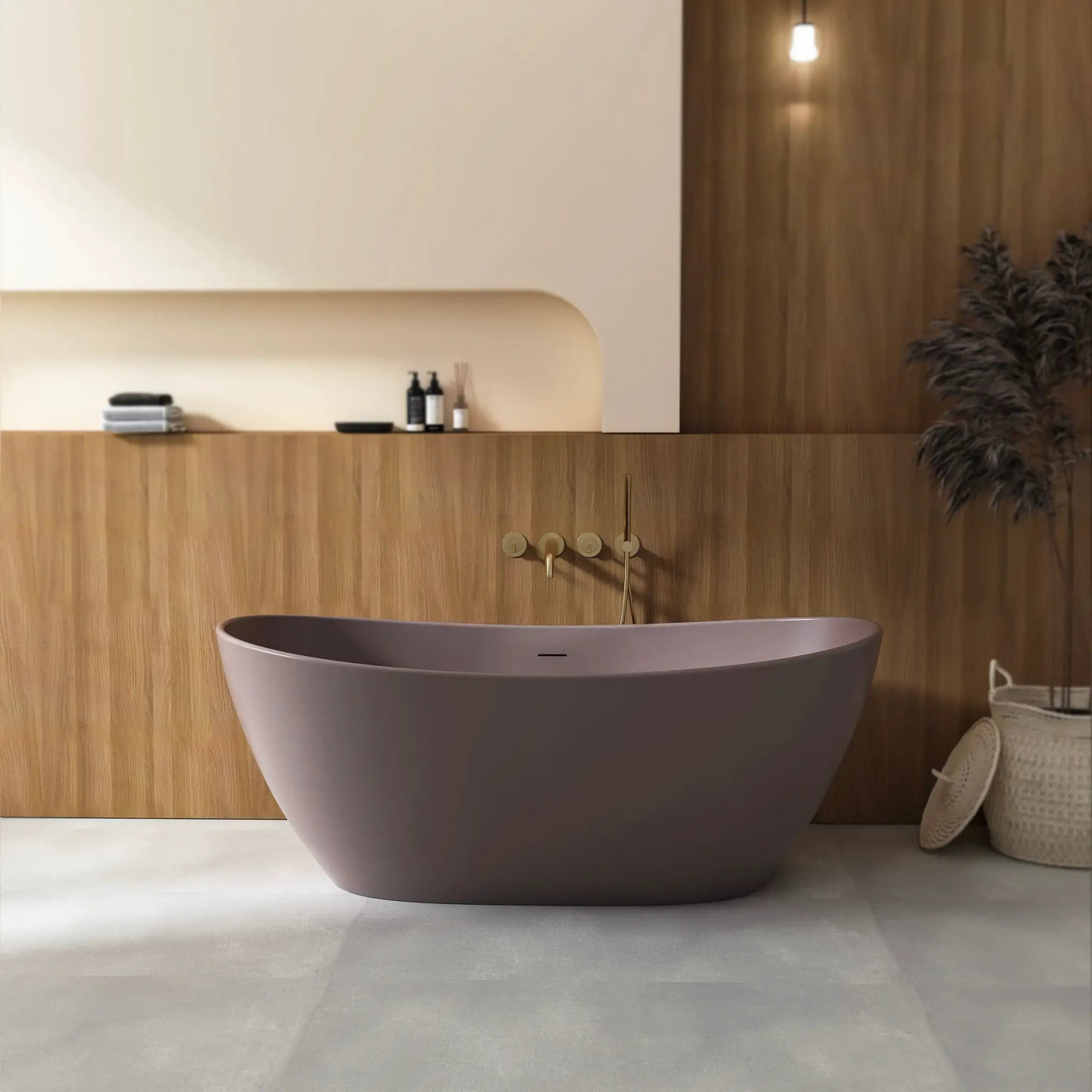 65 Inch Artificial Stone Solid Surface Freestanding Bathroom Bathtub by HouseOfZazla