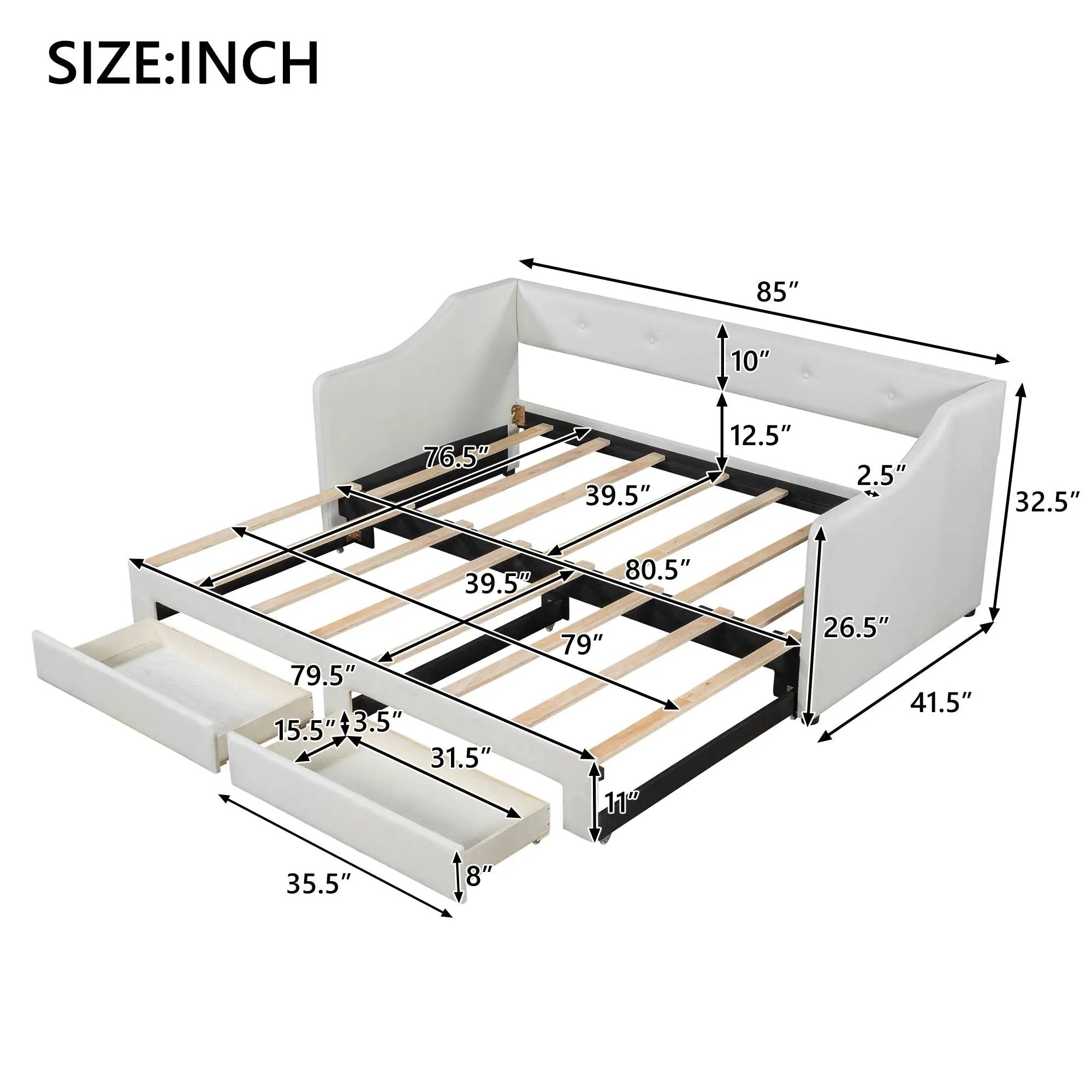 Upholstered Daybed With 2 Drawers by Unique Piece Furniture