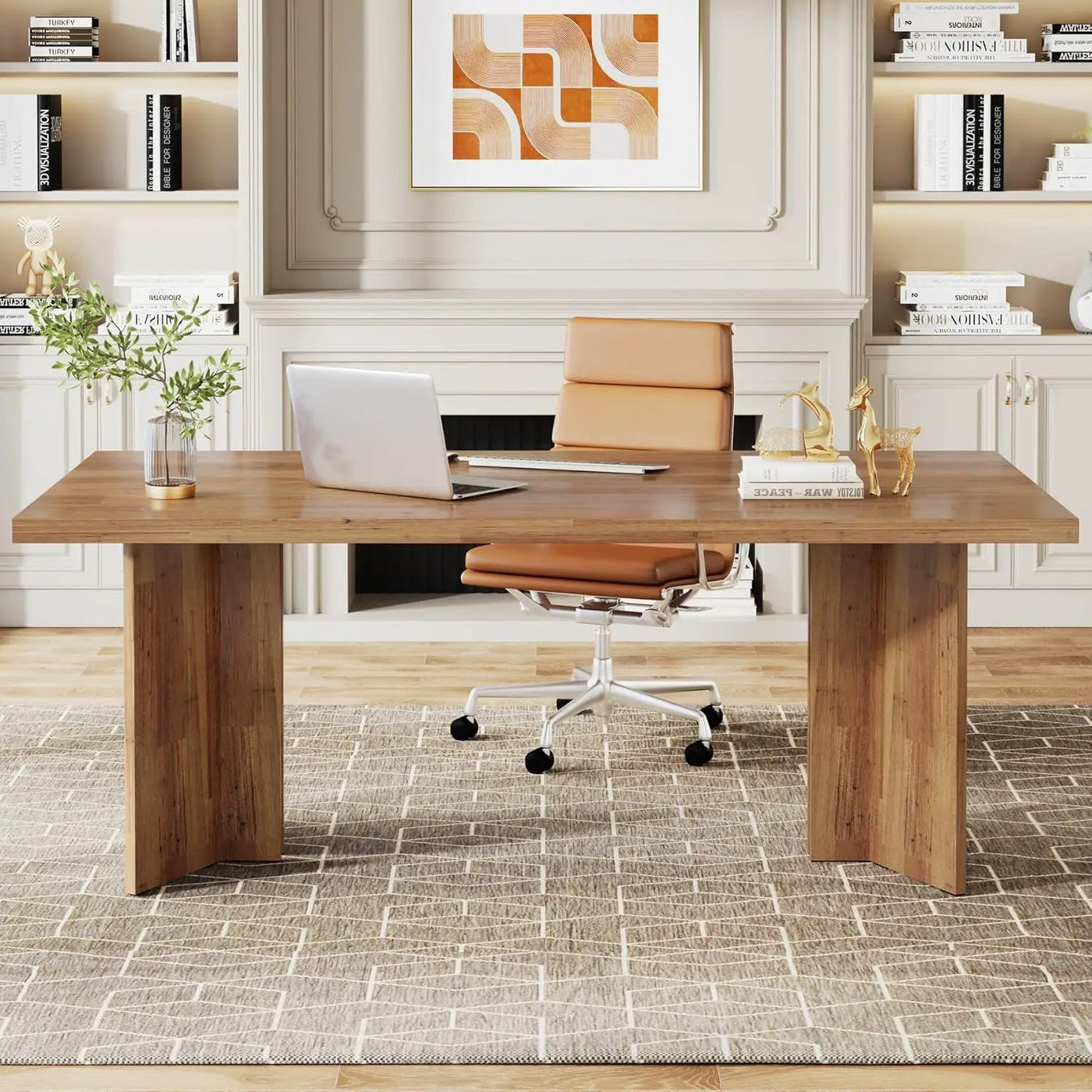 Executive Desk, Vintage Computer Workstation With Thickened Tabletop by HouseOfZazla