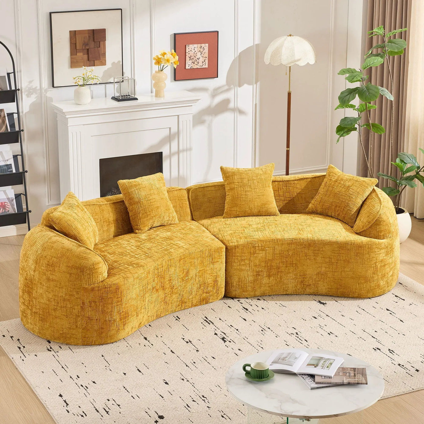 Curved Compressed Sofa, Nordic-Style Design For Living Room by Unique Piece Furniture