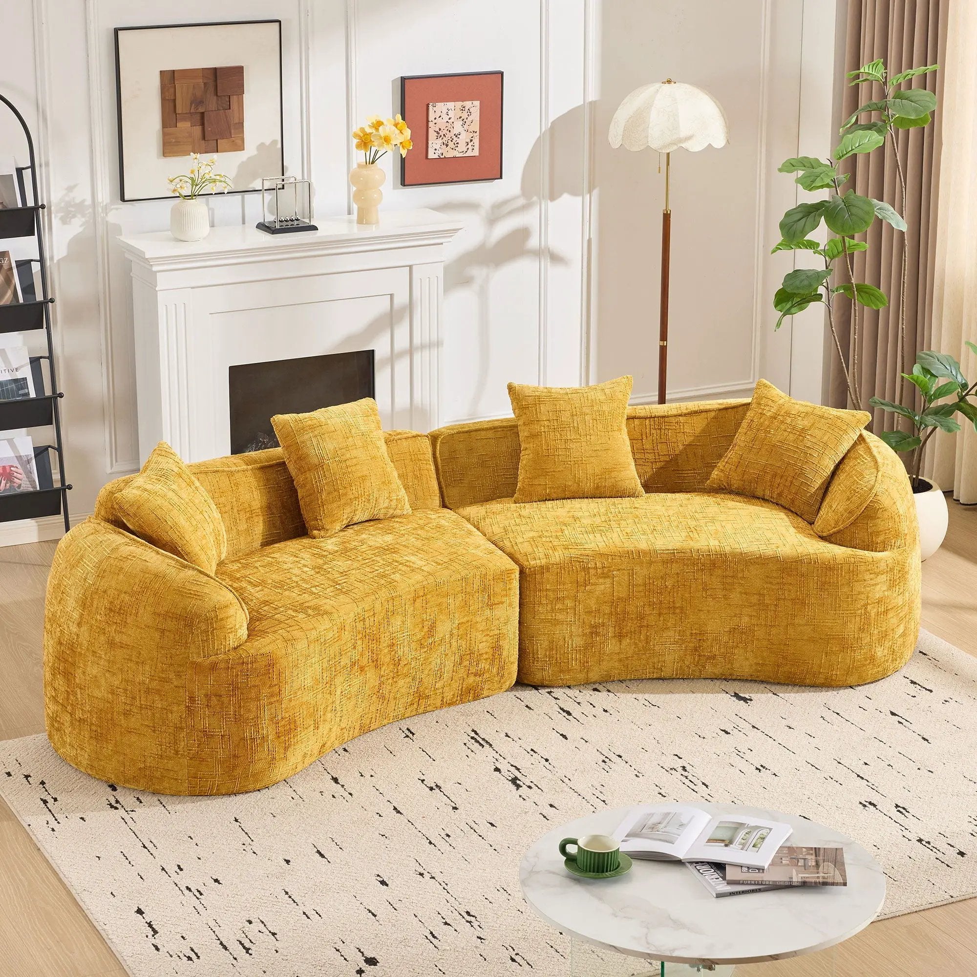 Curved Compressed Sofa, Nordic-Style Design For Living Room by Unique Piece Furniture
