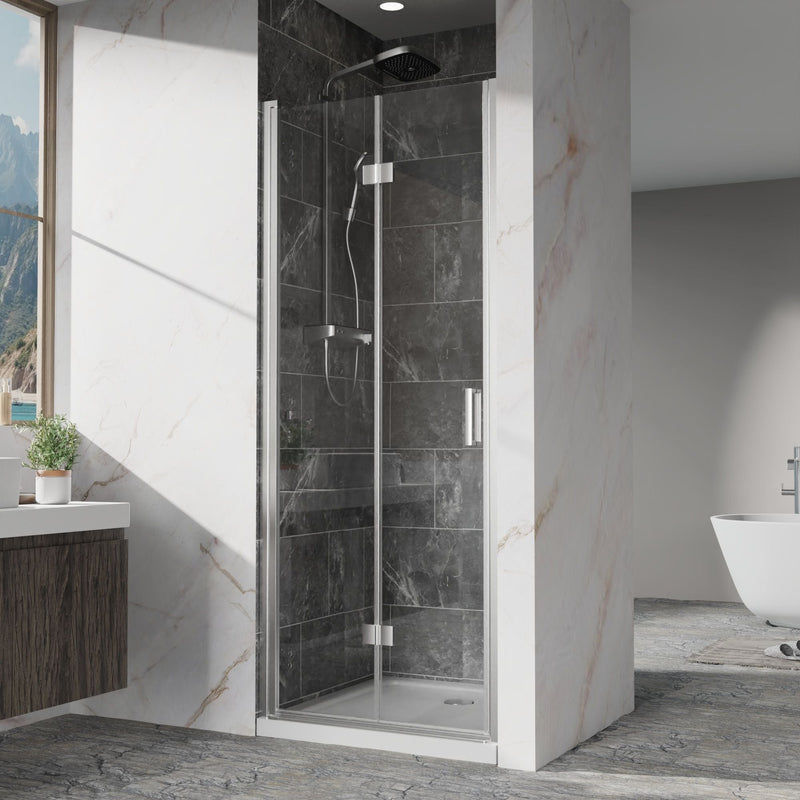 Frameless Bi Fold Shower Doors 30" W X 72" H - Chrome by HouseOfZazla