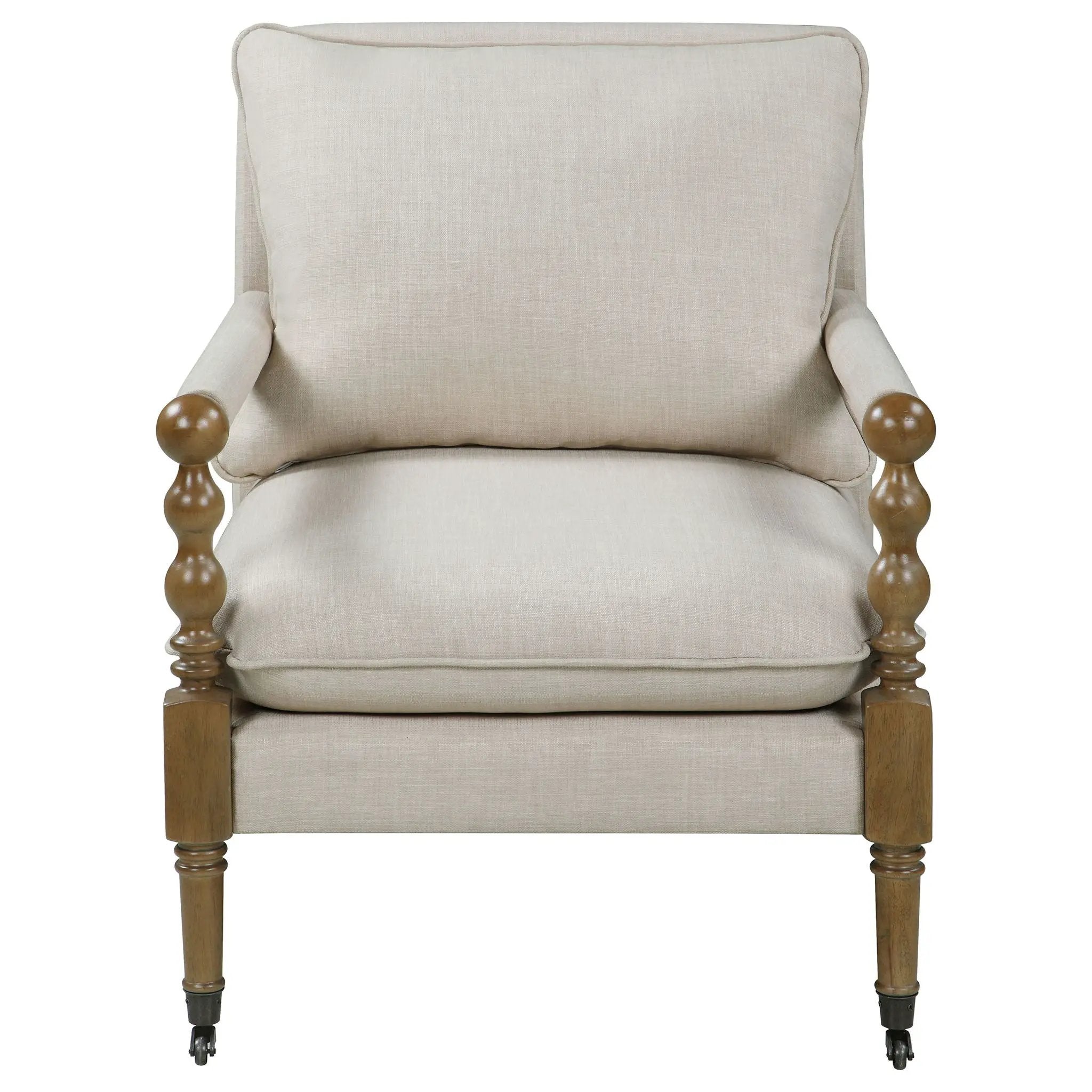 Accent Chair With Turned Legs - Beige by HouseOfZazla