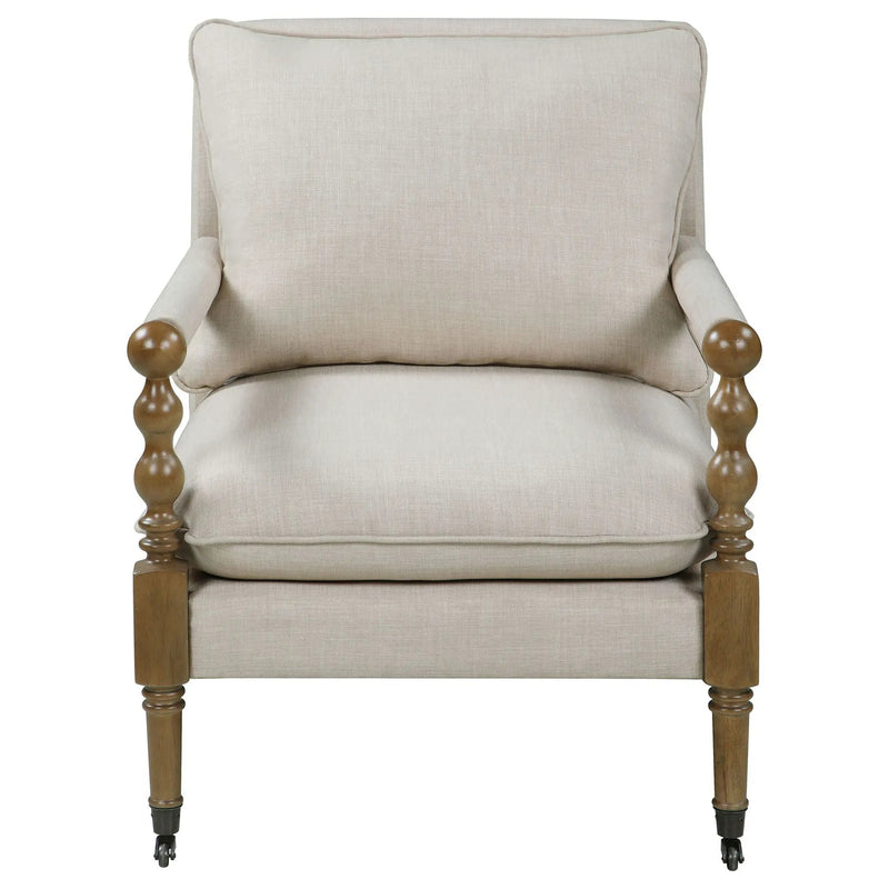 Accent Chair With Turned Legs - Beige by HouseOfZazla