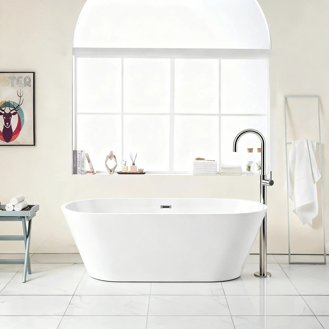 Gloss Freestanding Bathtub With Drain, Stand Alone Soaking Tub by HouseOfZazla