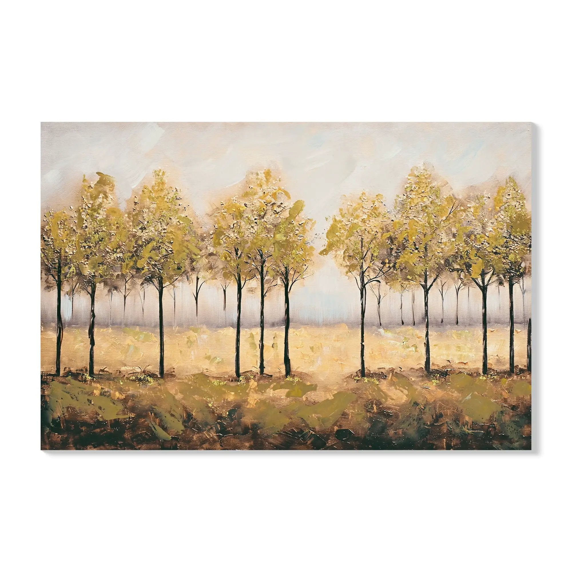 Wall Art Decor Canvas Print Autumn Embellishments Plant Forest Abstract Tree - Tan Leaves by Unique Piece Furniture