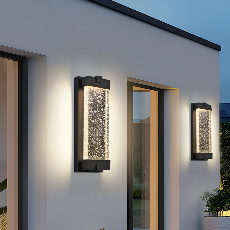 Black Aluminum Outdoor Wall Light with Bubble Crystal by HouseOfZazla