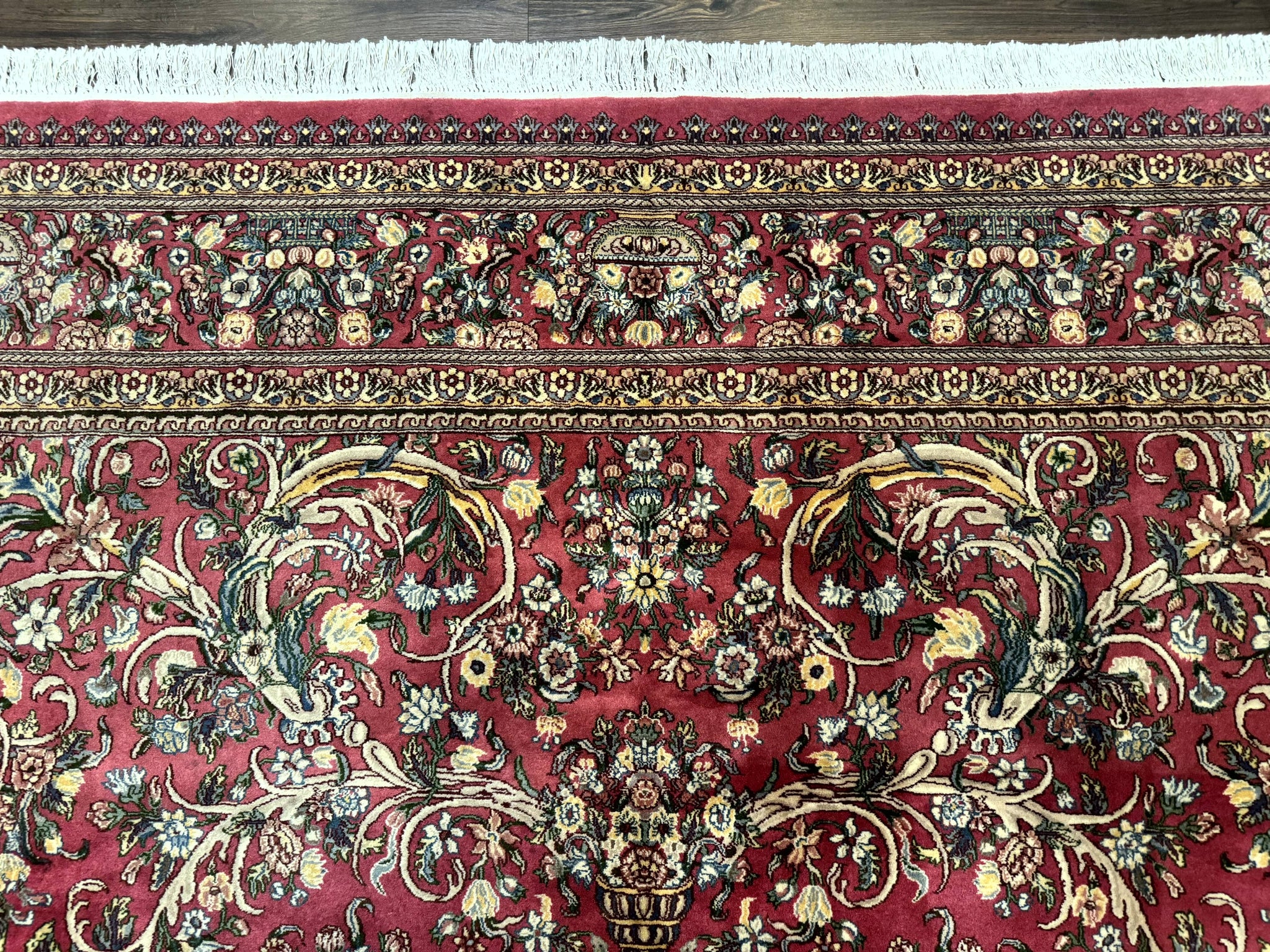 Sino Persian Rug 9x12, Fine 290 KPSI, Rose-Red, Floral Allover by Jewel Rugs