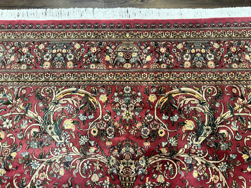 Sino Persian Rug 9x12, Fine 290 KPSI, Rose-Red, Floral Allover by Jewel Rugs