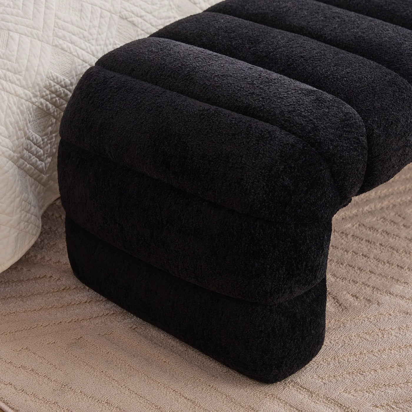 Modern Upholstered Armless Bed Bench With Channel Tufted Design by Unique Piece Furniture