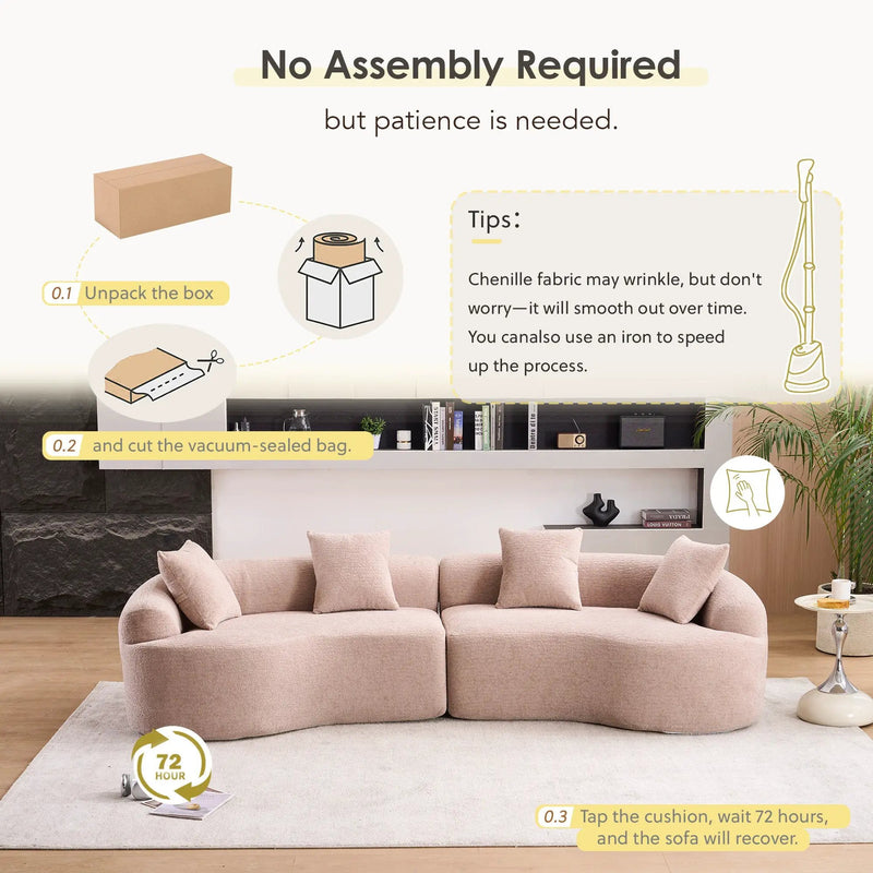 LY-025 Modular Sleeper Sectional Sofa, 4-Seater with Wood Grain Chenille Fabric by HouseOfZazla