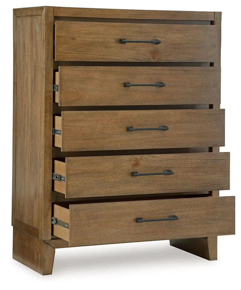 Sherbana - Five Drawer Chest - Light Brown by Unique Piece Furniture
