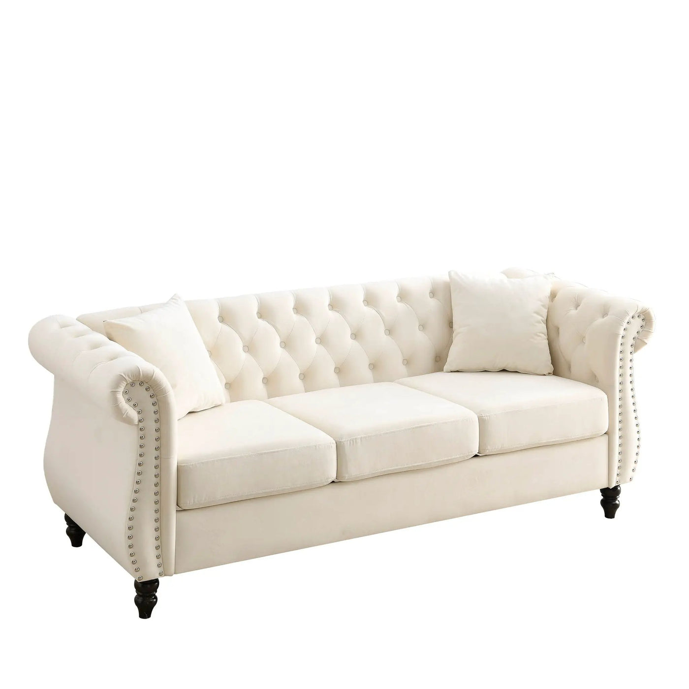 Chesterfield Sofa With Rolled Arms And Nailhead Trim by HouseOfZazla