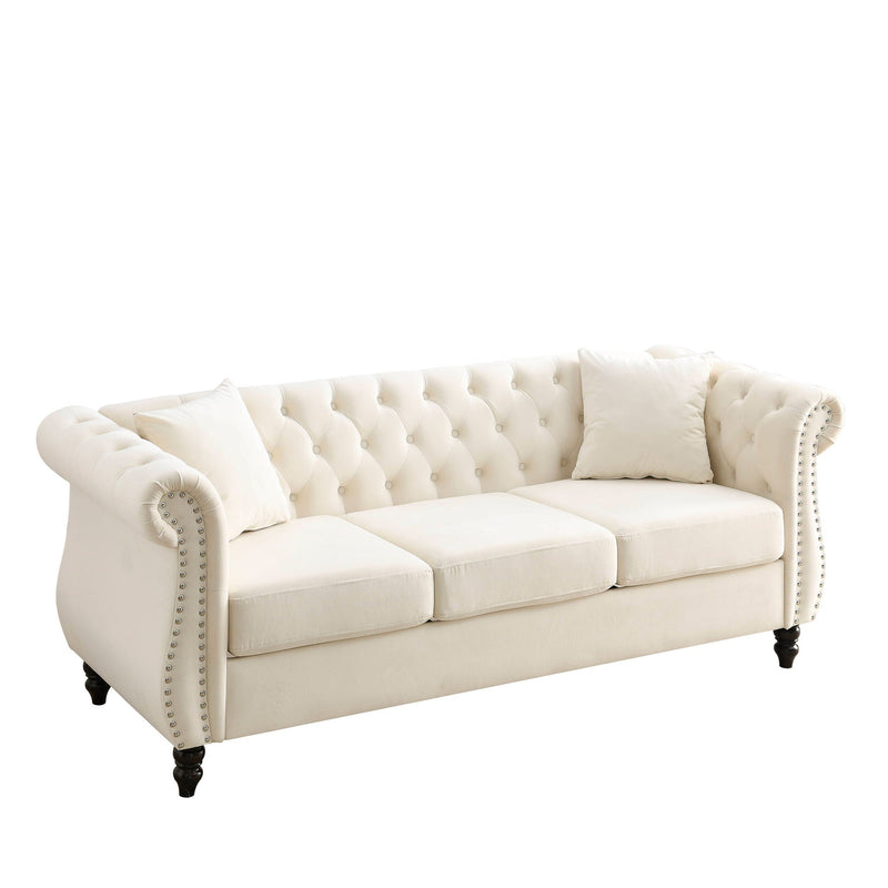 Chesterfield Sofa With Rolled Arms And Nailhead Trim by HouseOfZazla