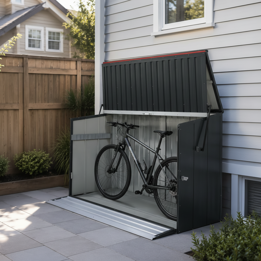 Outdoor Galvanated Steel Storage Shed with Flip Top and Foldable Front Door by HouseOfZazla