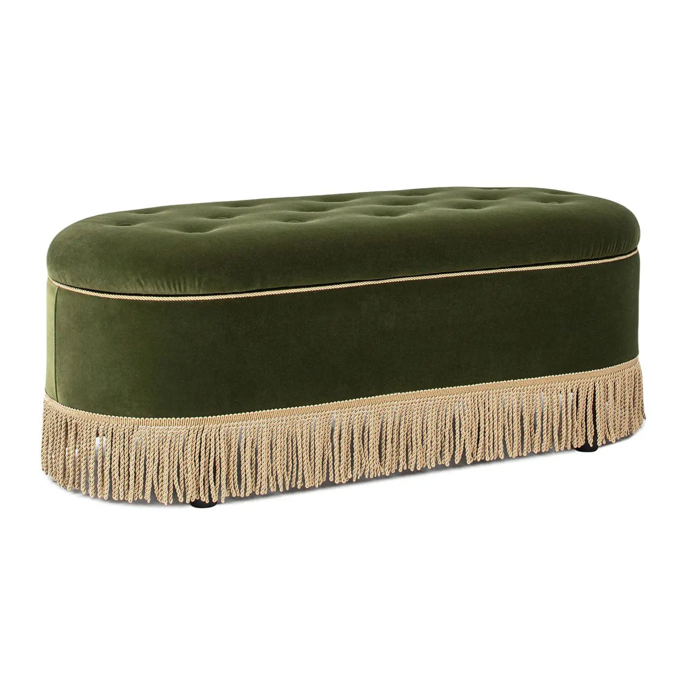 Melinda - Oval Tufted Bullion Fringe Storage Bench by Unique Piece Furniture