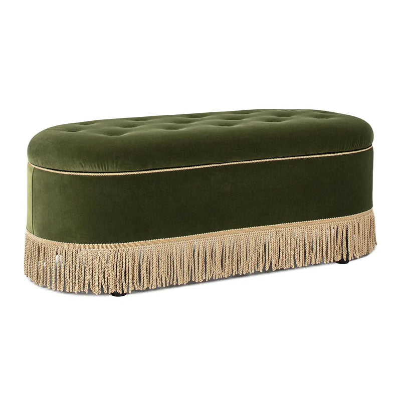Melinda - Oval Tufted Bullion Fringe Storage Bench by HouseOfZazla