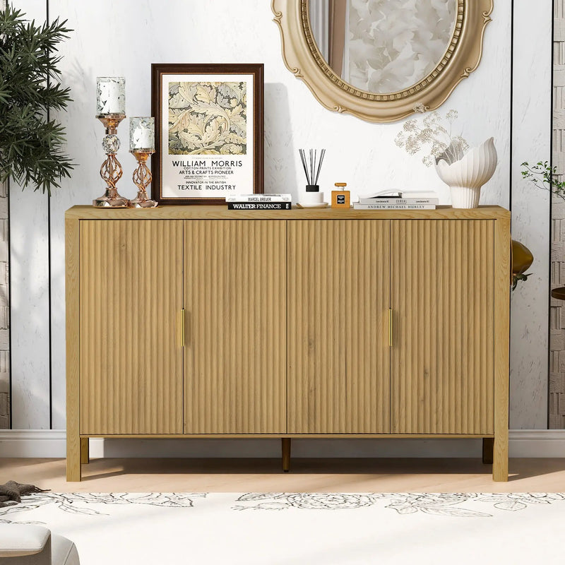 U_STYLE Modern 57.5" Stripe Door Storage Cabinet by HouseOfZazla