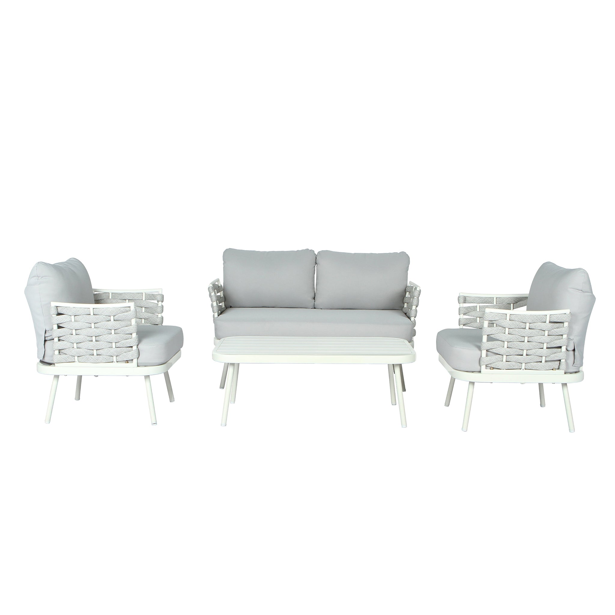 Mariano Steel 4-Pieces Conversation Set, Off White & Grey by HouseOfZazla