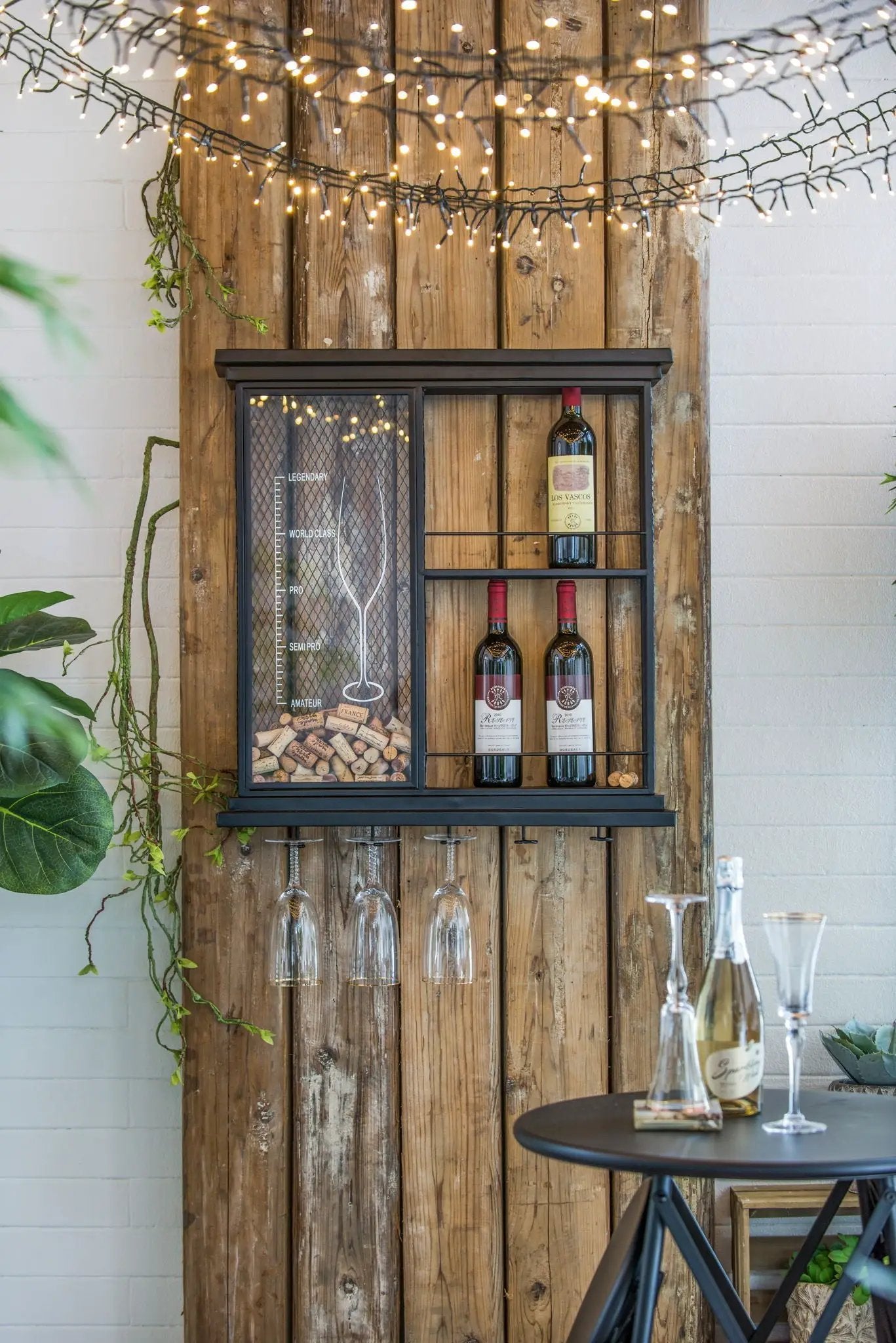 Floating Wine Bar Shelf With Glass Holder And Display Shelves - Black by HouseOfZazla