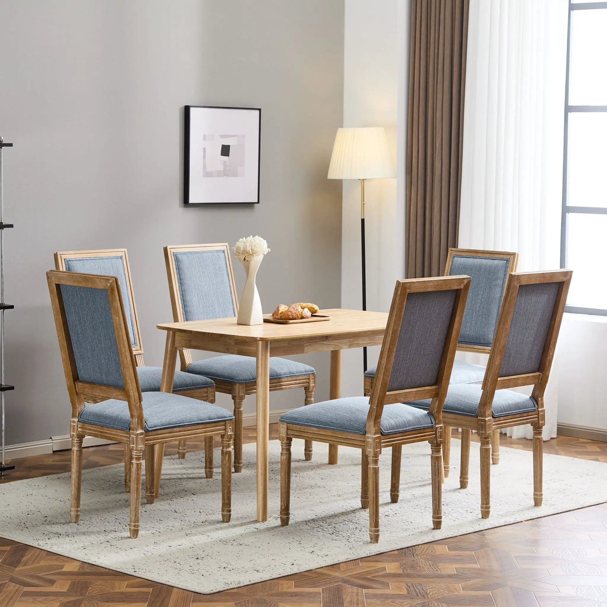 French Country Style Dining Chair With Upholstered Seating And Fluted Legs by HouseOfZazla