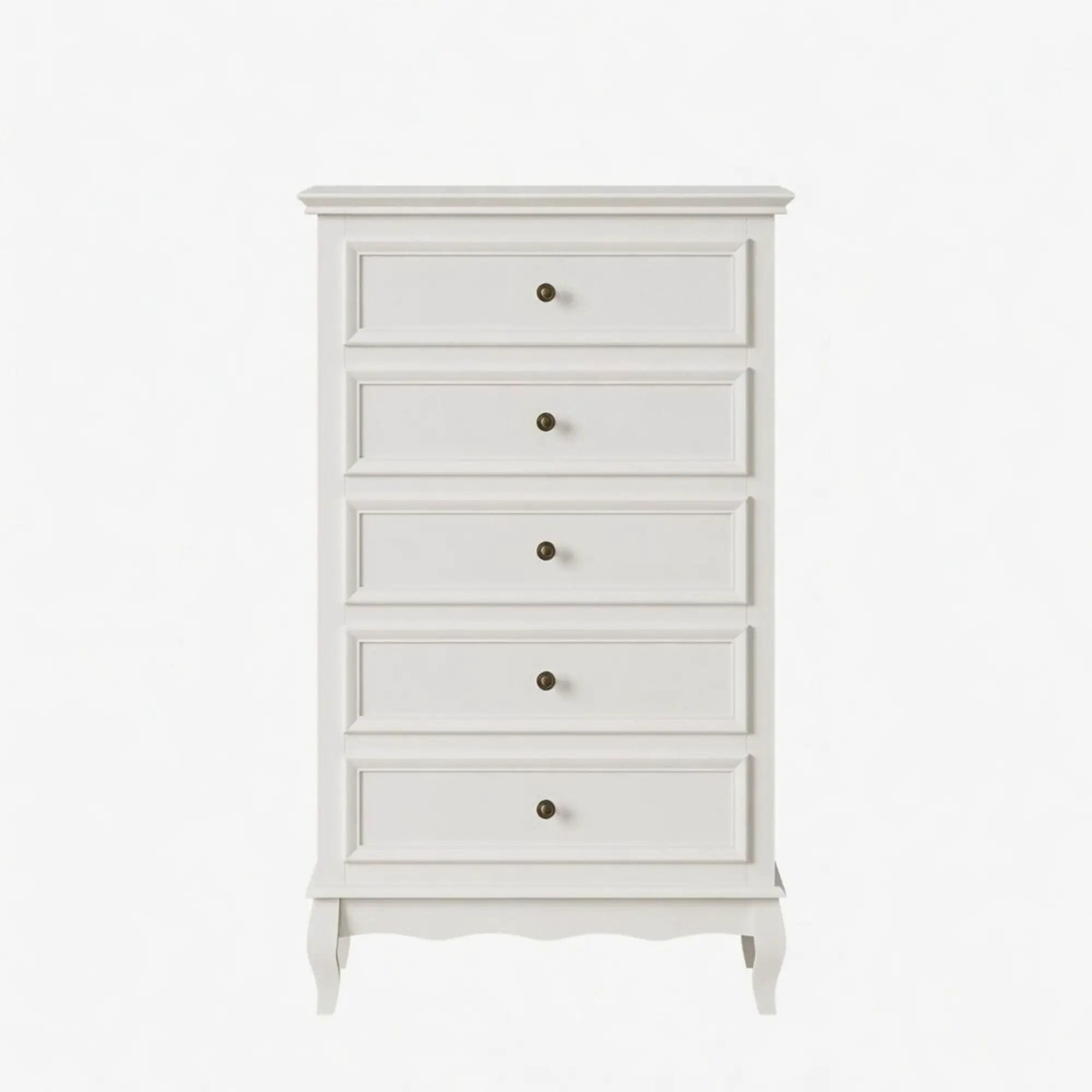 5 Drawer Tall Wide Chest Of Drawers - White by HouseOfZazla