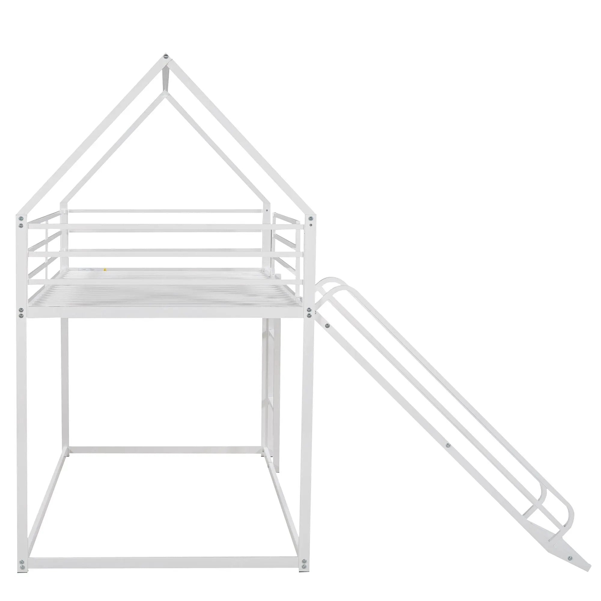 Twin Over Twin House Bunk Bed With Ladder And Slide by HouseOfZazla