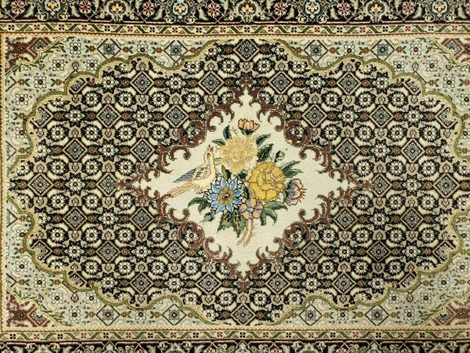 Small Persian Rug 2.4 x 3, Birds and Flowers, Finely Hand Knotted by Jewel Rugs