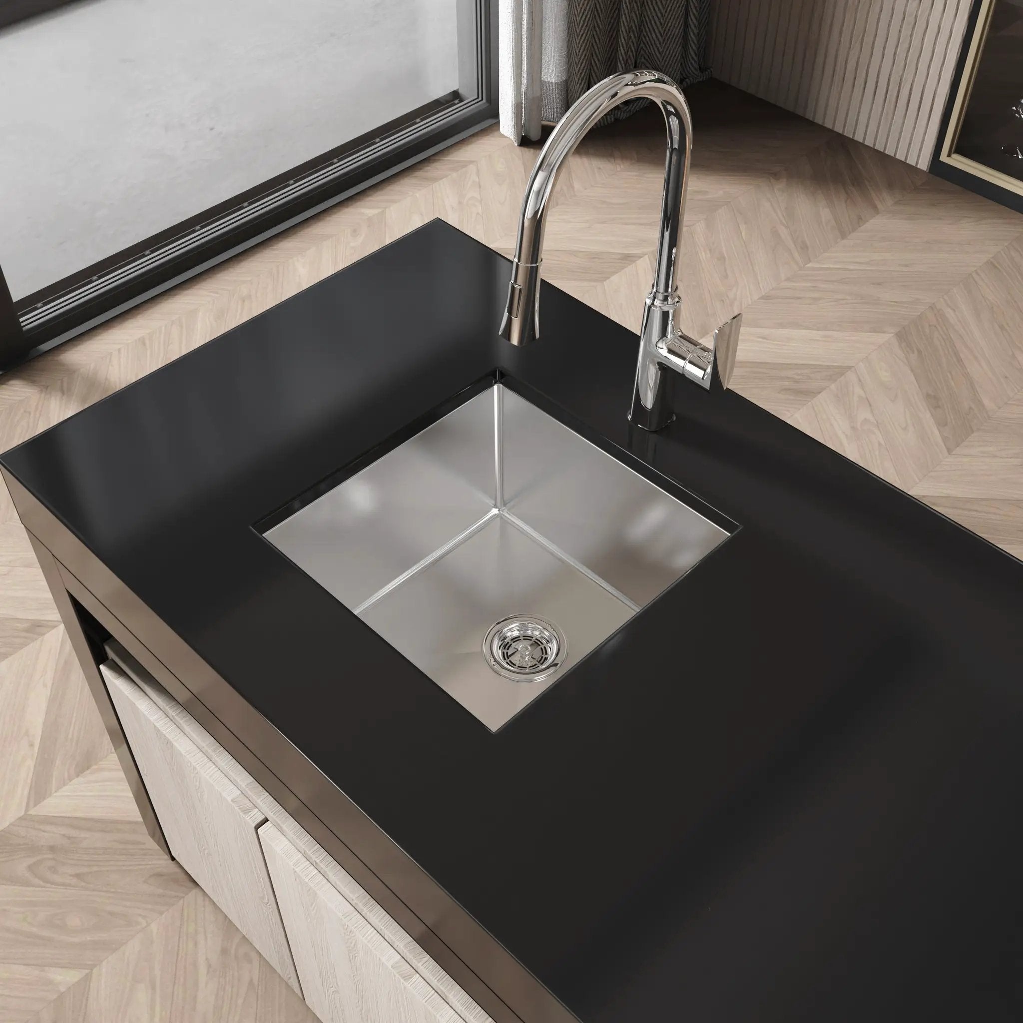 Stainless Steel Kitchen Sink, 18"x18" Single Bowl Undermount by HouseOfZazla