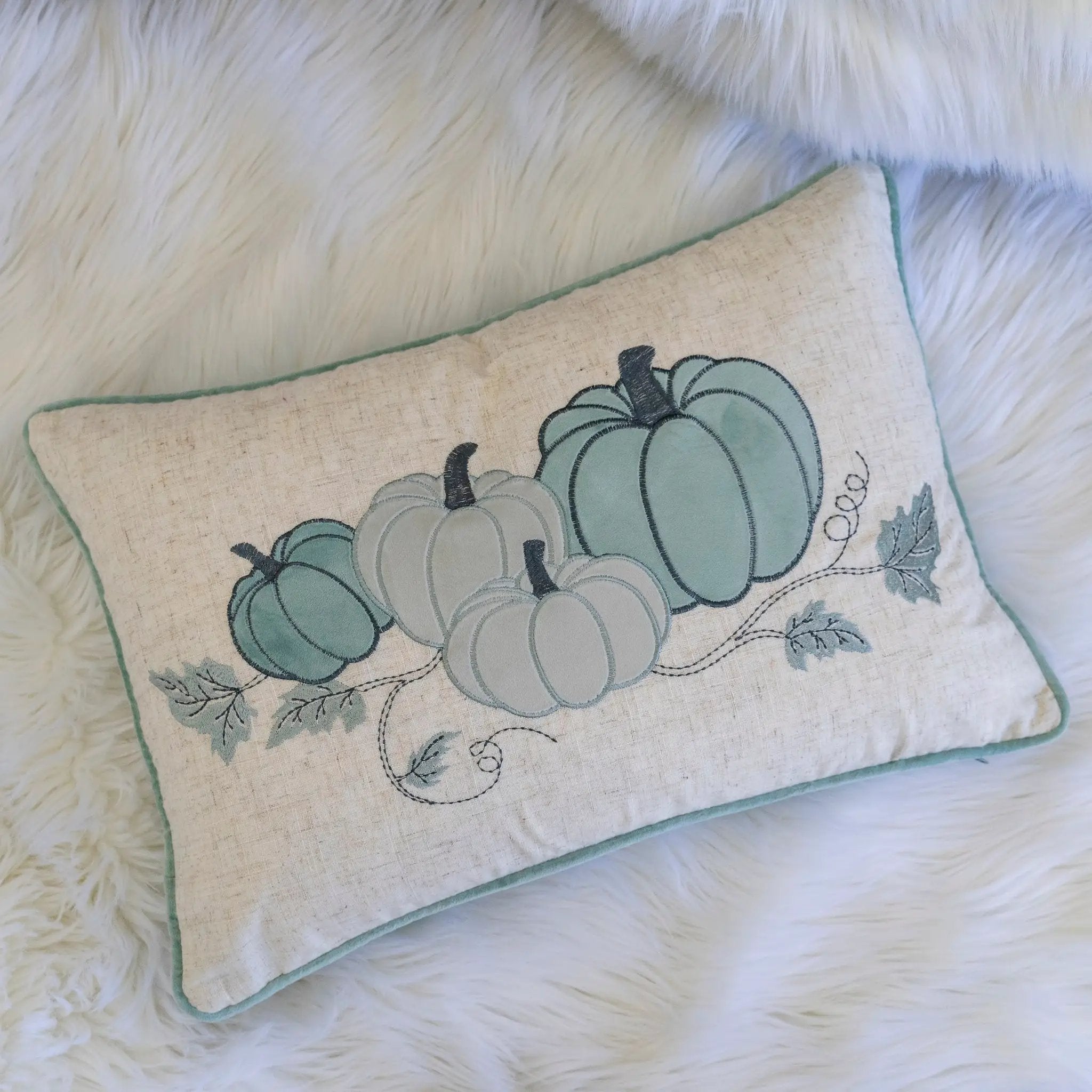 Embroidered Pumpkin Lumbar Throw Pillow – Misty by HouseOfZazla