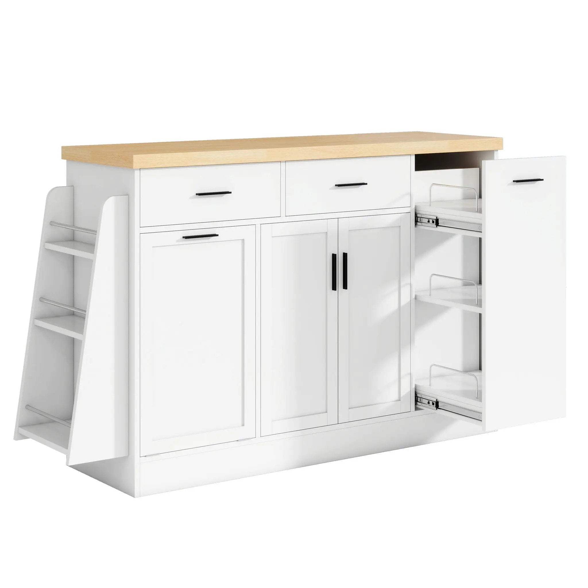 Kitchen Sideboard With Sliding Door Cabinet, 3 Tier Spice Rack by Unique Piece Furniture