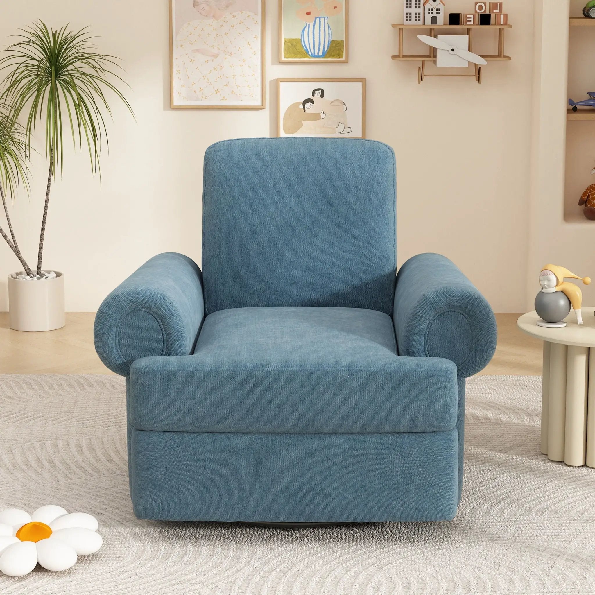 Manual Swivel Recliner Rocker Chair With Adjustable Backrest by Unique Piece Furniture