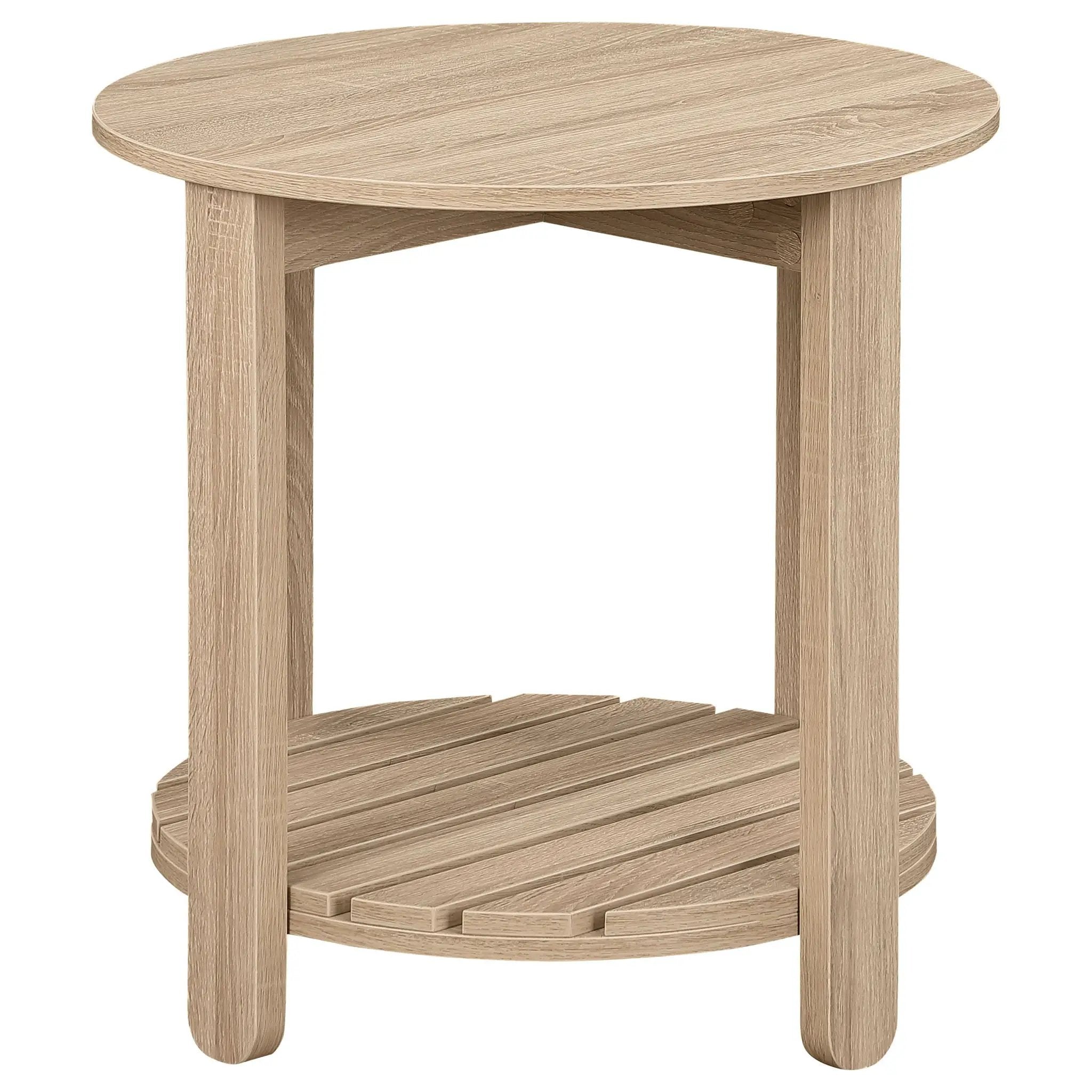 Fowler 1-shelf Round Engineered Wood Side End Table Natural by Unique Piece Furniture