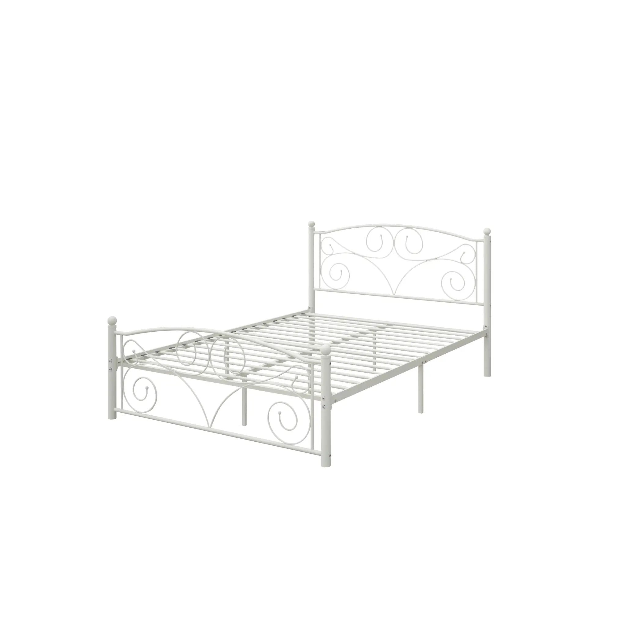 Full Size Unique Flower Sturdy System Metal Bed Frame with Headboard by HouseOfZazla