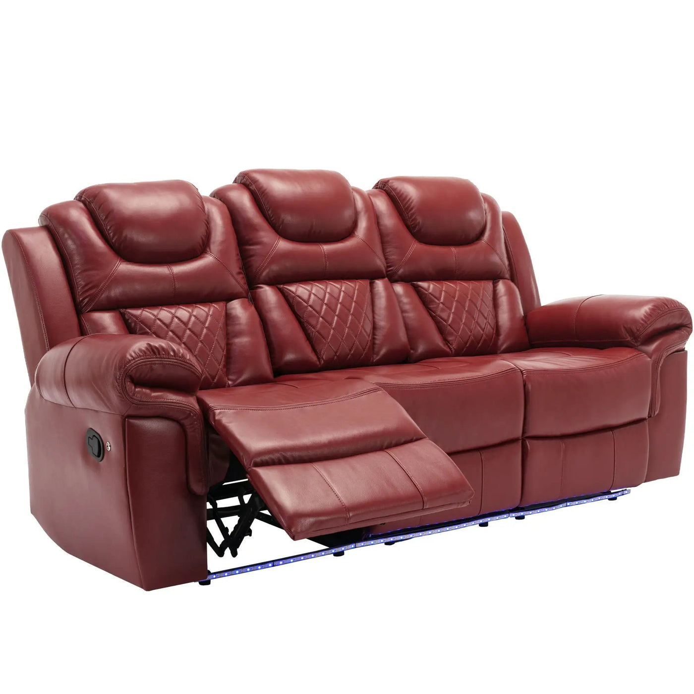 3 Pieces Recliner Sofa Sets Home Theater Seating Manual Recliner Chair With Center Console And LED Light Strip For Living Room by HouseOfZazla
