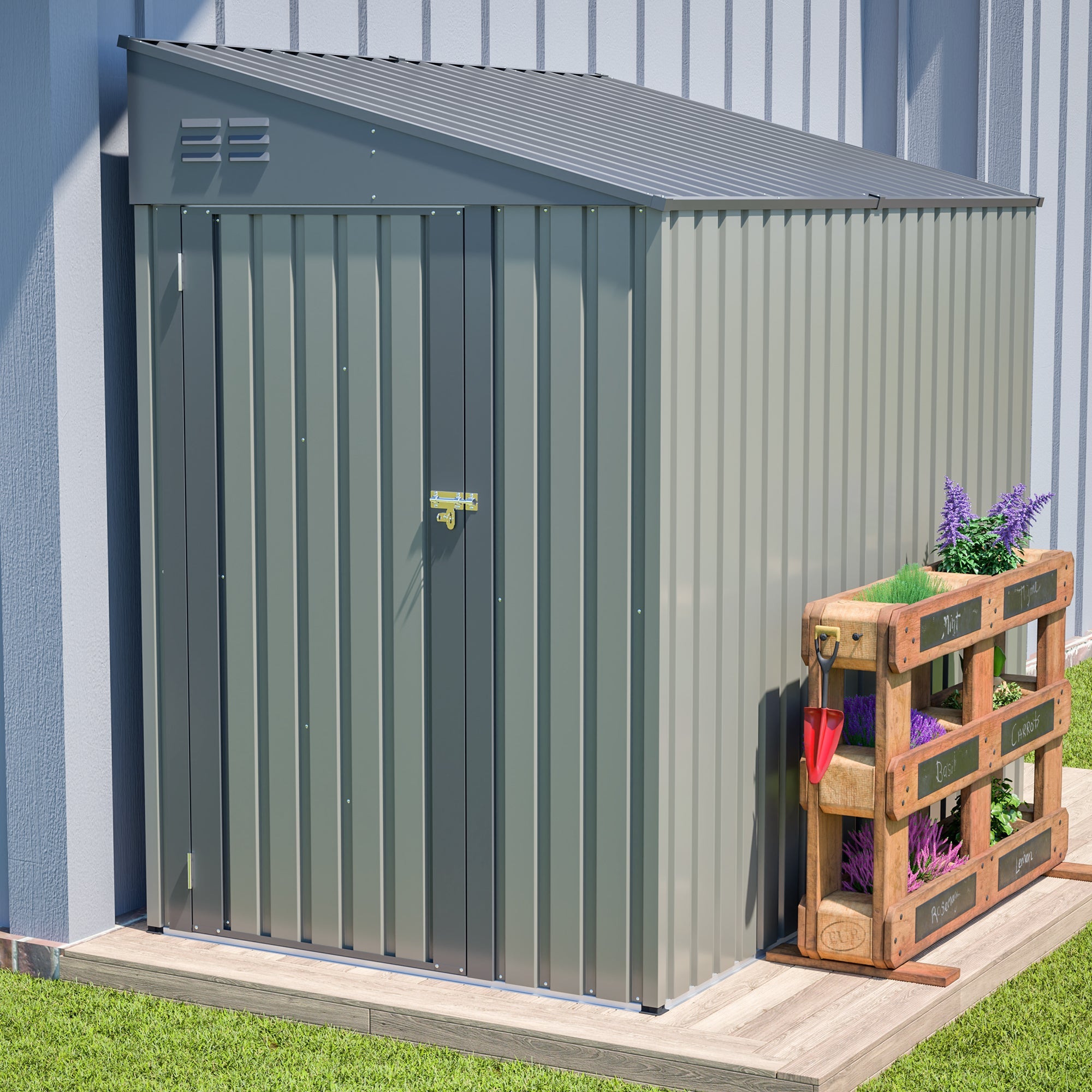 4x7 Foot Lean-To Shed in Olive by HouseOfZazla