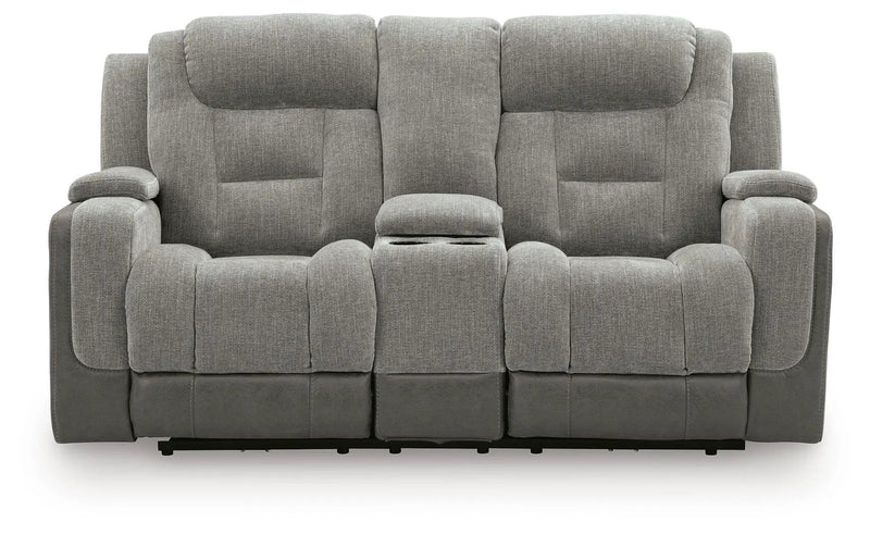 Mixed Motion - Power Reclining Loveseat With Console / Adjustable Headrest by Unique Piece Furniture