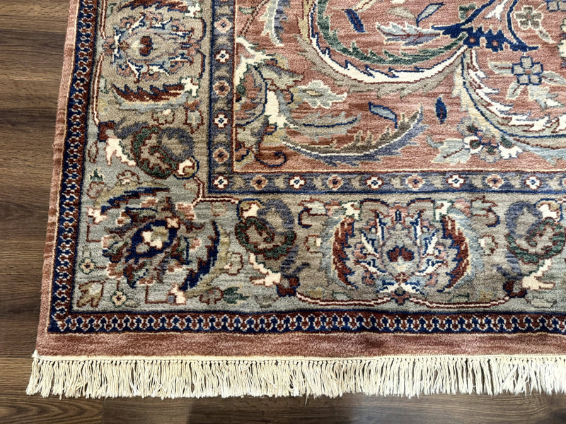 Indo Persian Mahal Rug 8x10, Traditional Wool Oriental Carpet, Pink by Jewel Rugs