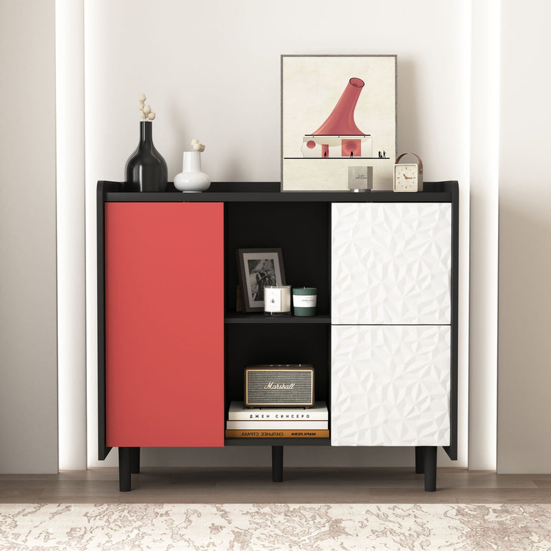 Modern Sideboard Buffet Cabinet With Doors And Unique Panel Styling by HouseOfZazla