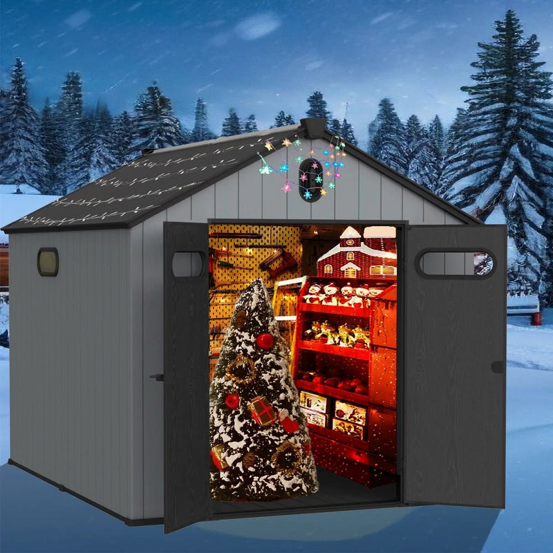 Resin Plastic Storage Shed For Backyard Garden With Spire Tool Storage by HouseOfZazla