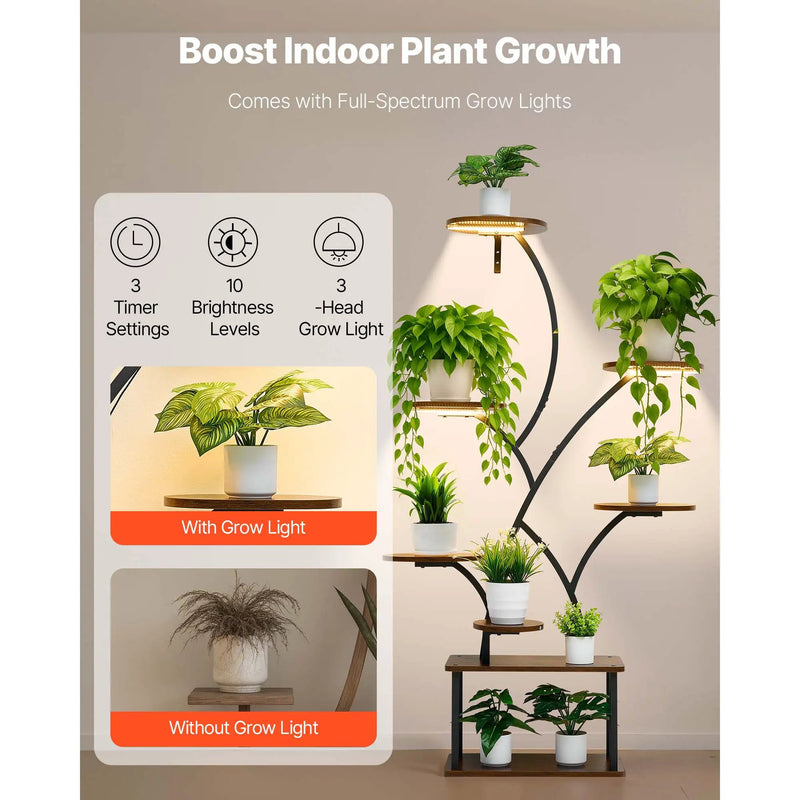 Plant Stand Indoor with Grow Lights - 62 in Tall 8-Tier Lighted Shelf by HouseOfZazla