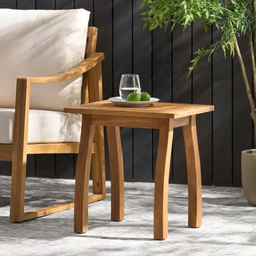 Patio Conversation Set with Acacia Wood Armchairs and End Table by HouseOfZazla