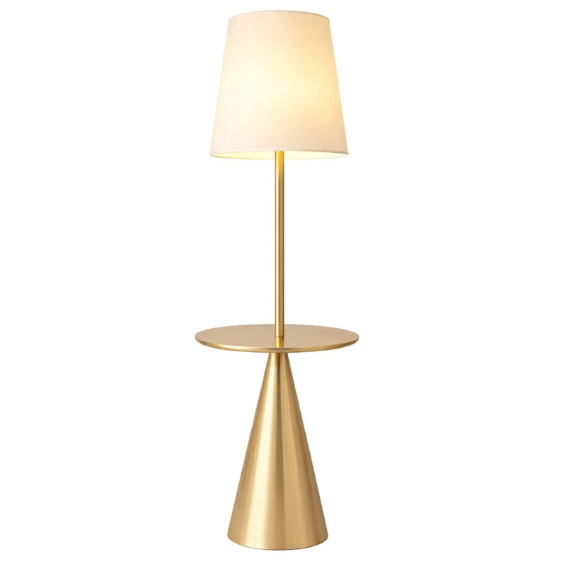 Celestial - Modern Floor Lamp With Accent Table With Large Shade - Gold / White by Unique Piece Furniture