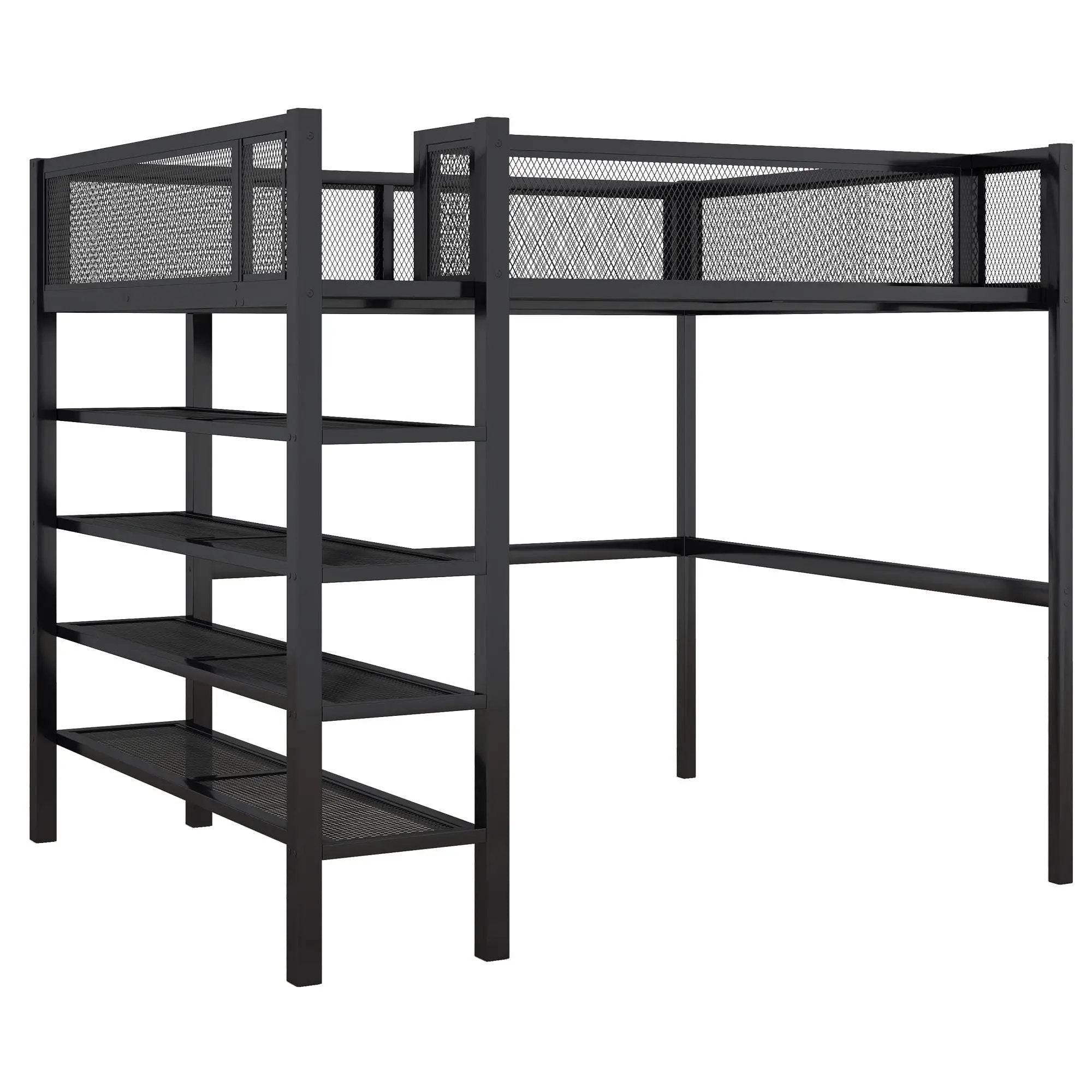 Loft Bed With 4 Tier Shelves And Storage by Unique Piece Furniture