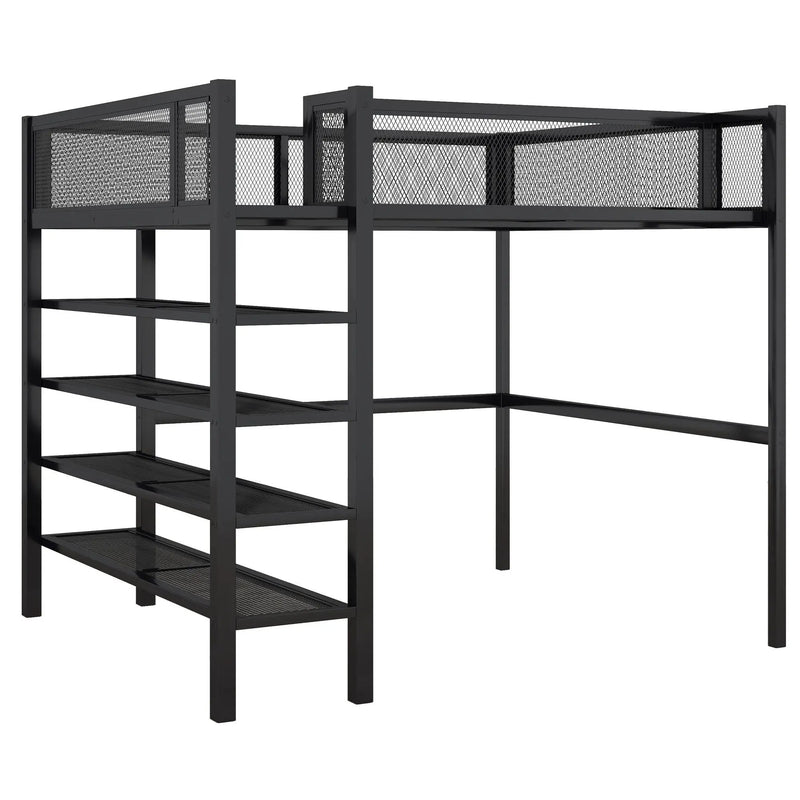 Loft Bed With 4 Tier Shelves And Storage by Unique Piece Furniture