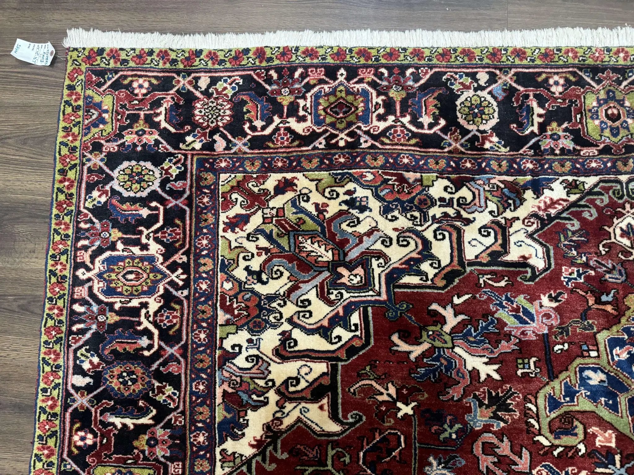 Antique Persian Heriz Rug 8x11, Geometric Tribal Wool Carpet, Brick Red by Jewel Rugs