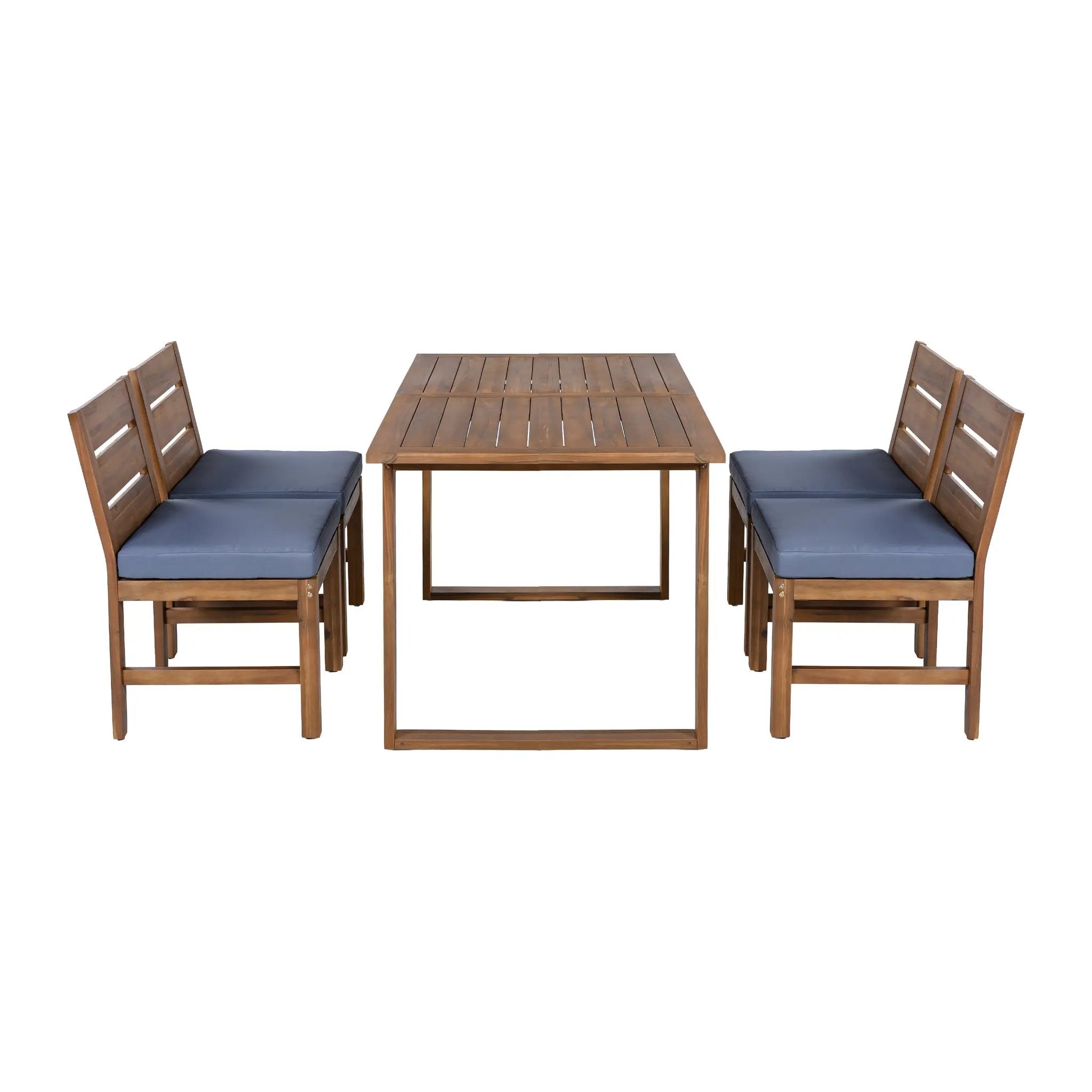 U_STYLE Farmhouse 5-Piece Outdoor Patio Dining Set with Adjustable Legs by HouseOfZazla