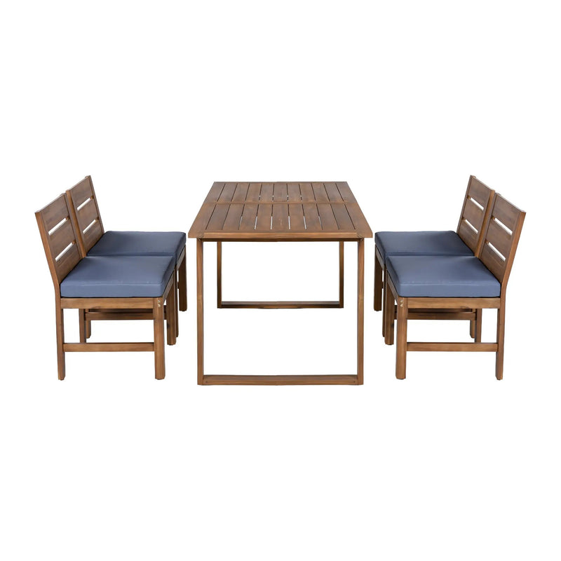 U_STYLE Farmhouse 5-Piece Outdoor Patio Dining Set with Adjustable Legs by HouseOfZazla