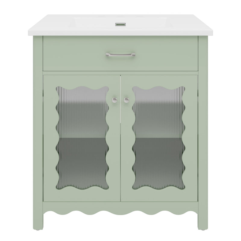 Modern Bathroom Vanity With Tempered Glass Doors